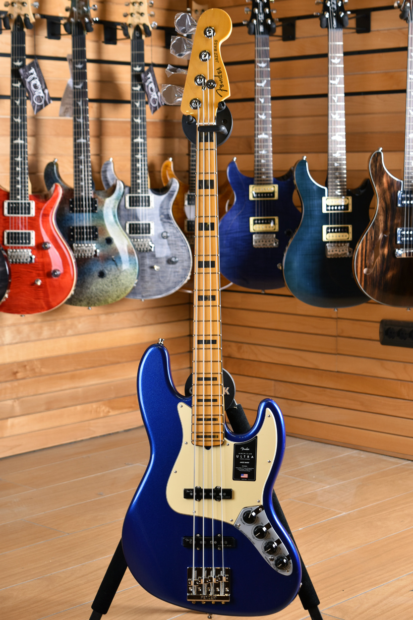 Manico Per Basso Jazz AAAA &ndash; Acero Fiamma Tostato &ndash; 20 Fret &ndash; 34 Pollici &ndash; Acciaio Inox