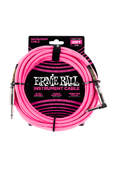 Ernie Ball 6065 Braided Neon Pink Jack cable 7,62m