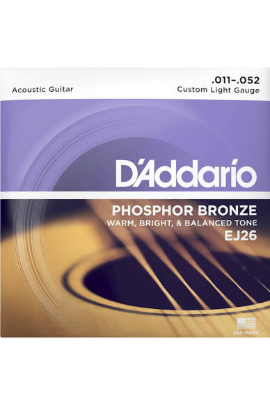 D'Addario EJ26 Phosphor Bronze 11-52 Custom Light Acoustic Guitar Strings