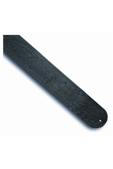 ACC-3116 Guitar Strap, Black Tooled Leather Dragon