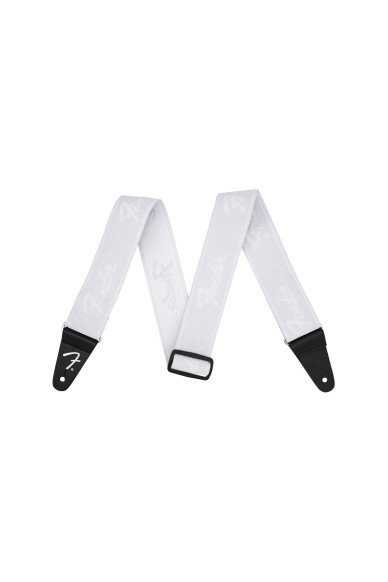 Fender WeighLess Running Logo Strap White/White