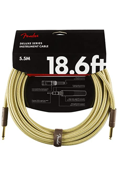 Fender Deluxe Series Instrument Cable Angled 5.5m Tweed
