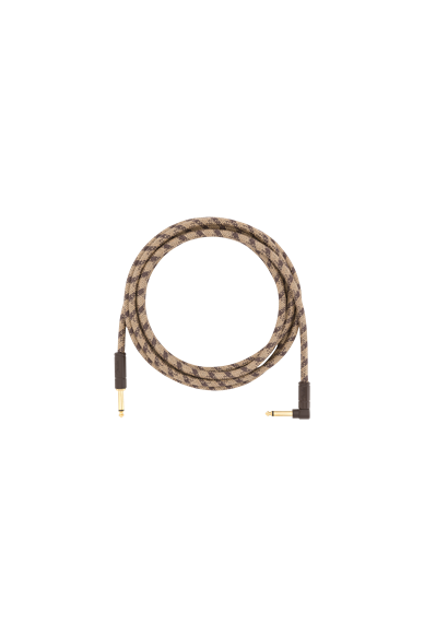 Fender 10' Angled Festival Instrument Cable, Pure Hemp, Brown Stripe
