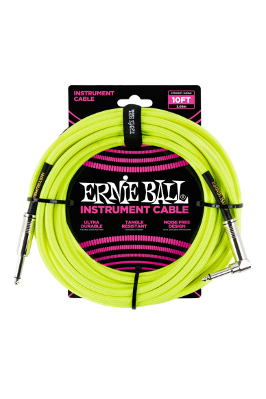 Ernie Ball 6080 Braided Neon Yellow Jack Cable 3m
