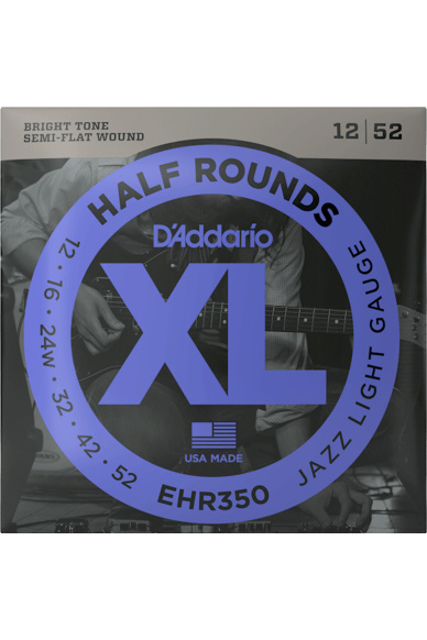 D'Addario EHR350 Half Rounds 12-52 Jazz Light Electric Guitar Strings