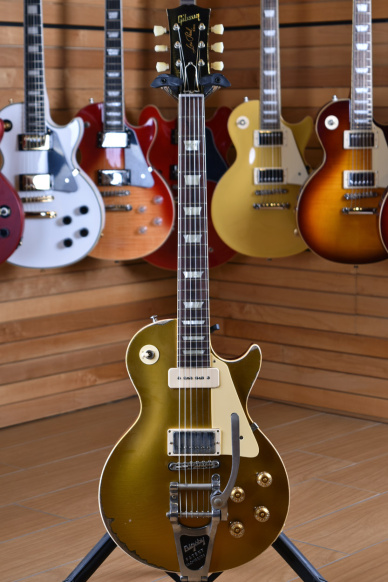 Gibson Custom Shop 1955 Les Paul Standard Sergio Vallin Goldtop with Bigsby Murphy Lab Replica Double Gold ( S.N. SV042 )