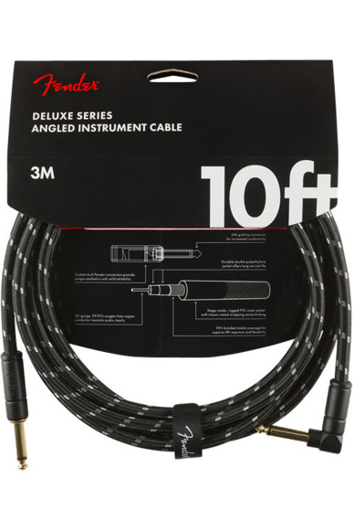 Fender Deluxe Series Instrument Cable Angled 3m Black Tweed