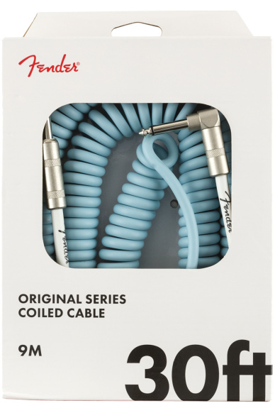 Fender Original Series Daphne Blue Coiled Cable 9m Angle & Straight Plugs