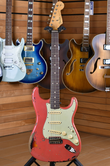 Fender Custom Shop '63 Masterbuilt Jason Smith Stratocaster Michael Landau Heavy Relic Fiesta Red on 3 Tone Sunburst