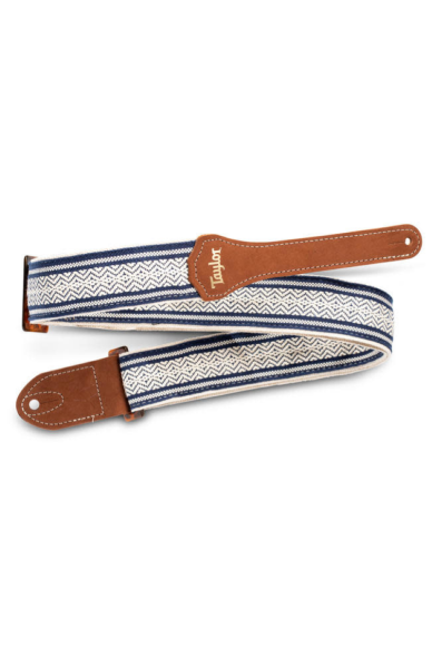 Taylor 2" Academy Jacquard Leather Guitar Strap White/Blue