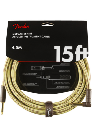 Fender Deluxe Series Instrument Cable Straight/Angle 4.5m Tweed