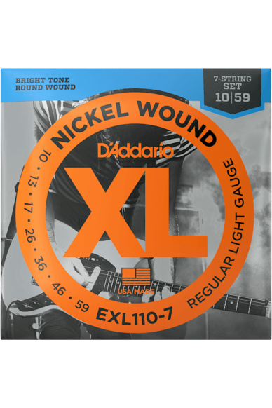 D'addario EXL110-7 Nickel Wound 10-59 Regular Light 7 Corde Electric Guitar Strings