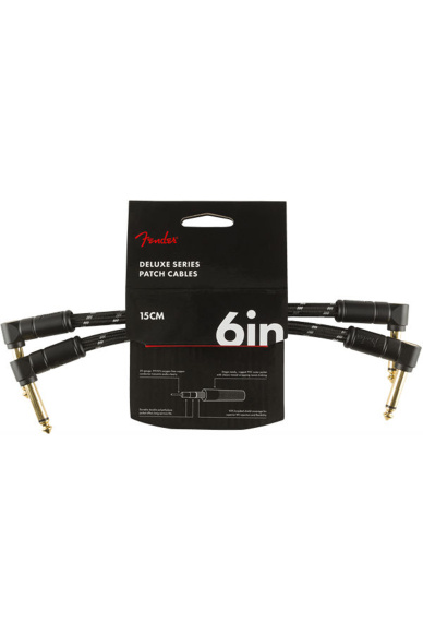 Fender Deluxe Series Instrument Cable 15cm Angle/Angle Black Tweed (2 Pack)