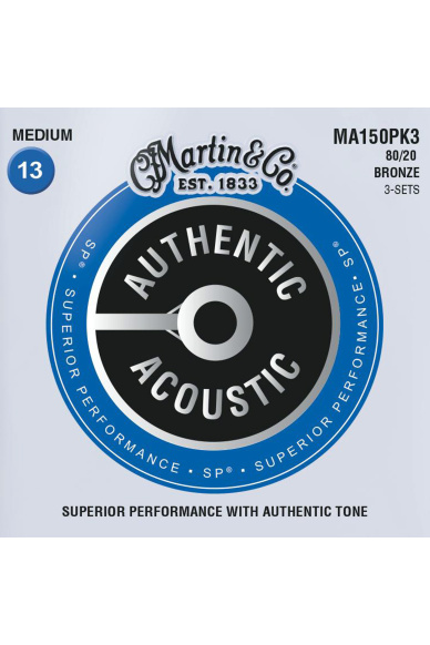 Martin MA150PK3 SP 80/20 Bronze Authentic Strings Medium 13/56 Triple Pack