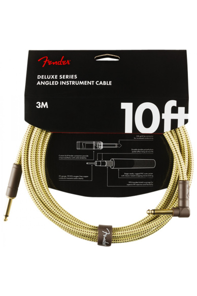 Fender Deluxe Series Instrument Cable 3m Straight/Angle Tweed