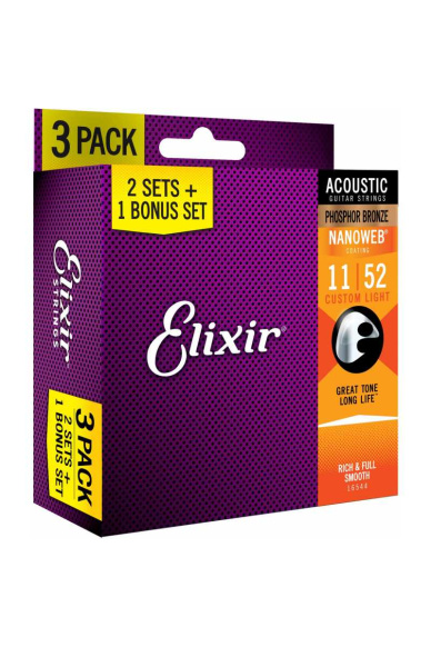Elixir 3X2 Pack 16544 Acoustic Phosphor Bronze Nanoweb