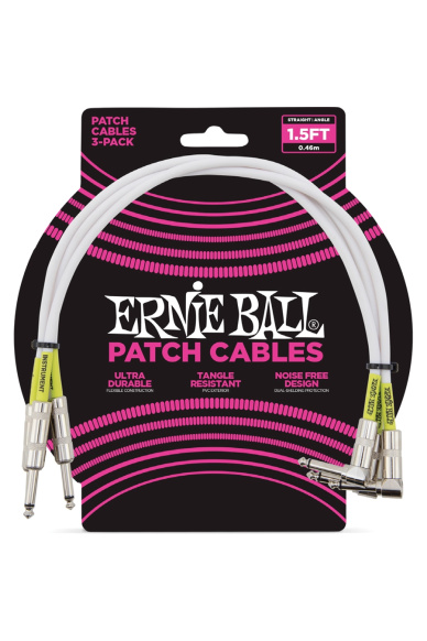 Ernie Ball 6056 Set of 3 Patch Cables 46 cm white