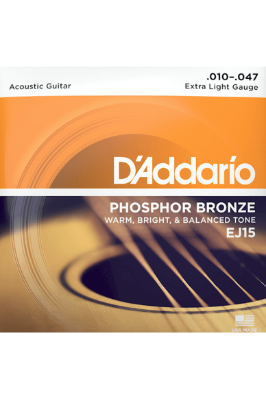 D'Addario EJ15 Phosphor Bronze 10-47 Extra Light Acoustic Guitar Strings