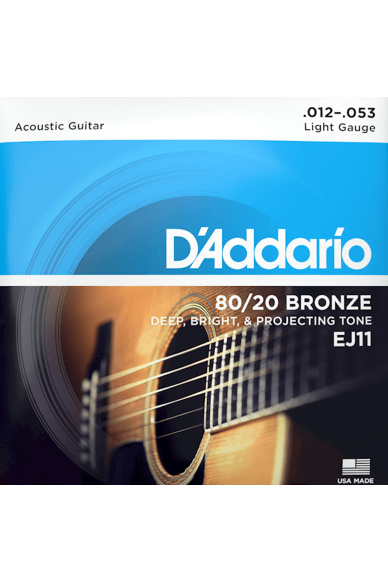 D'Addario EJ11 80/20 Bronze 12-53 Regular Light Acoustic Guitar Strings