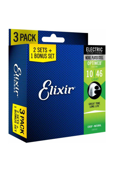 Elixir 3X2 Pack 16552 Electr Nickel Plated Steel Optiweb