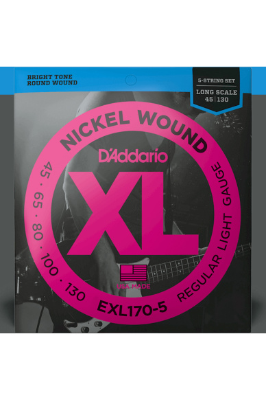 D'Addario EXL170-5 Nickel Wound 45-130 Light 5-String / Long Scale Set