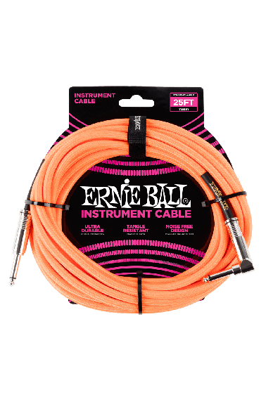 Ernie Ball 6067 Braided Neon Orange Jack cable 7,62m