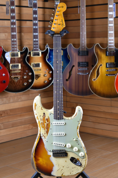 Fender Custom Shop Limited Edition '59 Stratocaster Super Heavy Relic Rosewood Fingerboard Aged Vintage White over Chocolate 3 Color Sunburst
