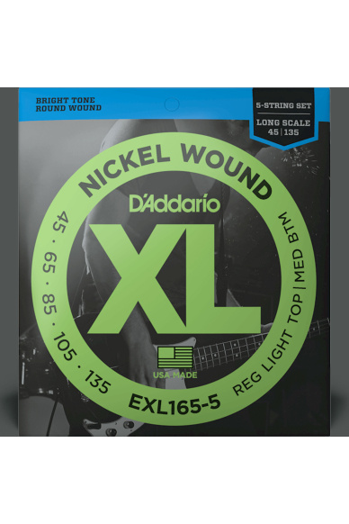 D'Addario EXL165-5 Nickel Wound 45-135 Custom Light 5-String / Long Scale Set
