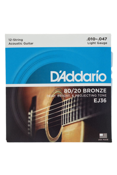 D'Addario EJ36 80/20 Bronze 12 Corde 10-47 Regular Light 12 String Set