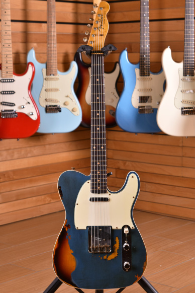 Fender Custom Shop '60 Telecaster Custom Relic Rosewood Fingerboard Aged Lake Placid Blue on Chocolate 3 Tone Sunburst