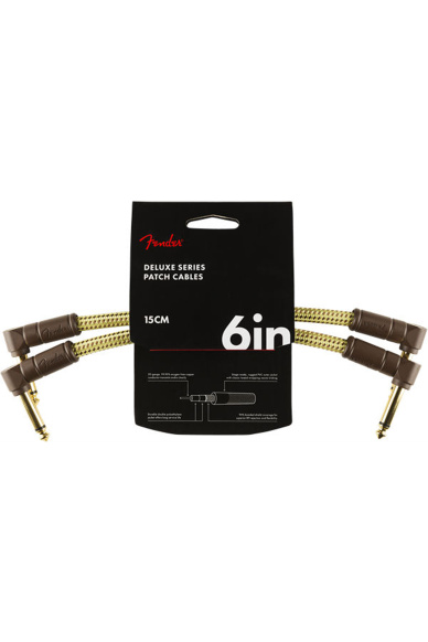 Fender Deluxe Series Instrument Cable 15cm Angle/Angle Tweed (2 Pack)