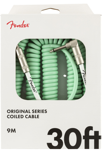 Fender Original Series Surf Green Coiled Cable 9m Angle & Straight Plugs