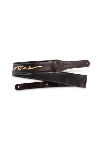 Taylor Spring Vine 2.5" Embroidered Leather Guitar Strap Chocolate Brown