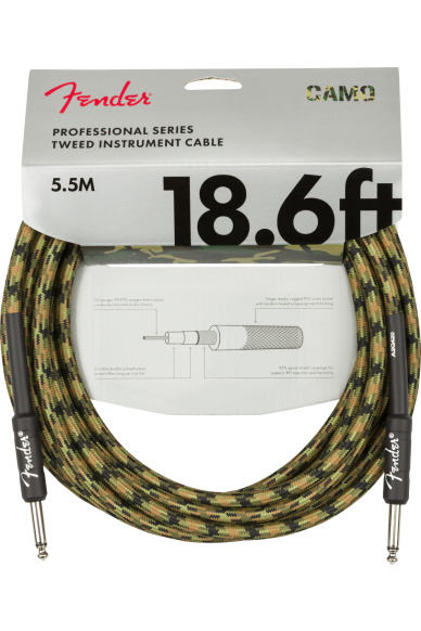 Fender Professional Series Woodland Camo Instrument Cable 5,5m