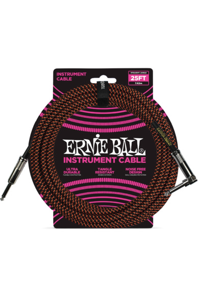 Ernie Ball 6064 Braided Black/Orange Jack cable 7,62m
