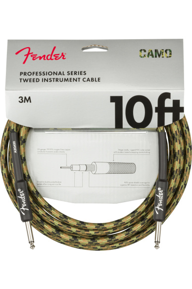 Fender Professional Series Woodland Camo Instrument Cable 3m
