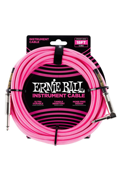 Ernie Ball 6083 Braided Neon Pink Jack Cable 5m