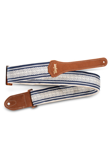 Taylor 2" Academy Jacquard Leather Guitar Strap White/Blue