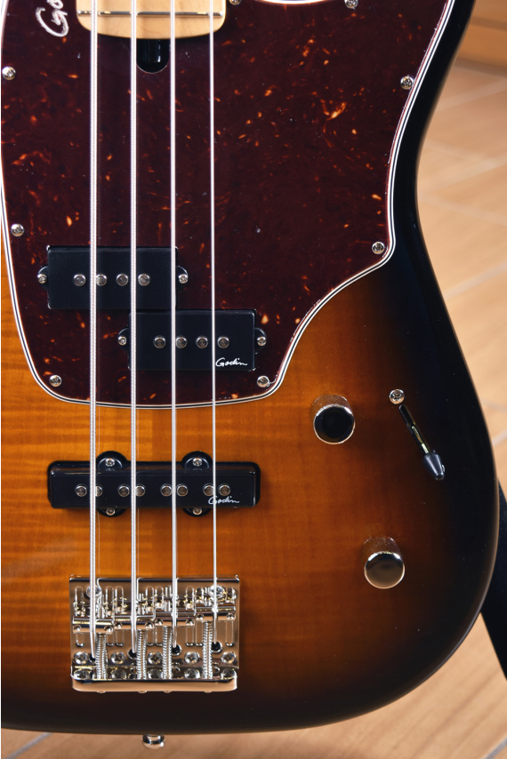 Godin Shifter 4 Classic PJ Maple Fingerboard Vintage Burst Flame