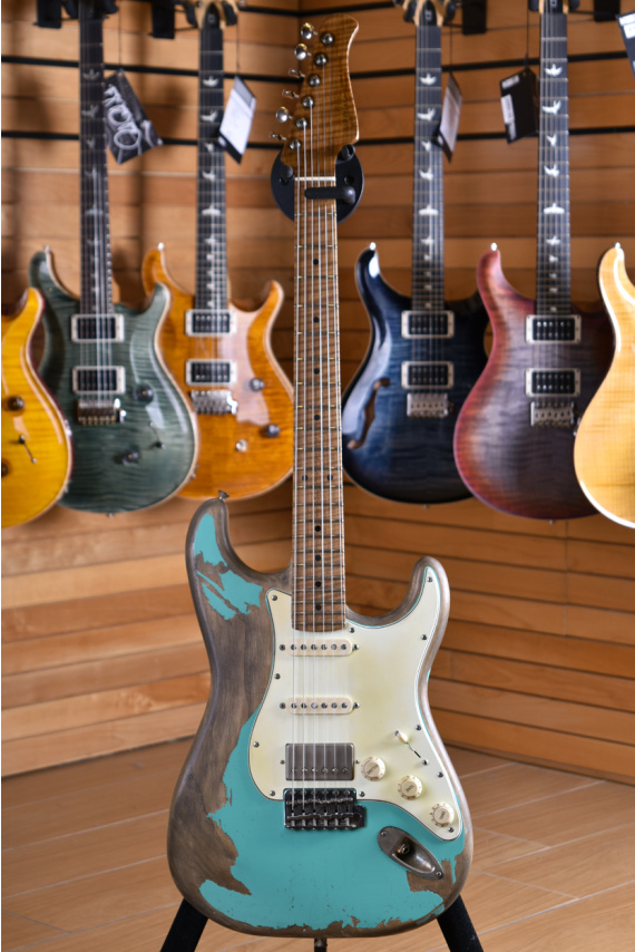 Xotic XSC-2 Seafoam Green Super Heavy Aged Roasted Flame Maple